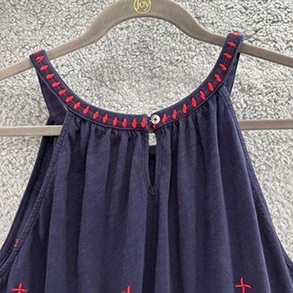 Eddie Bauer‎ Women's Large Blue Tank Top Red Embroidered Design Summer Vacation - Picture 9 of 12